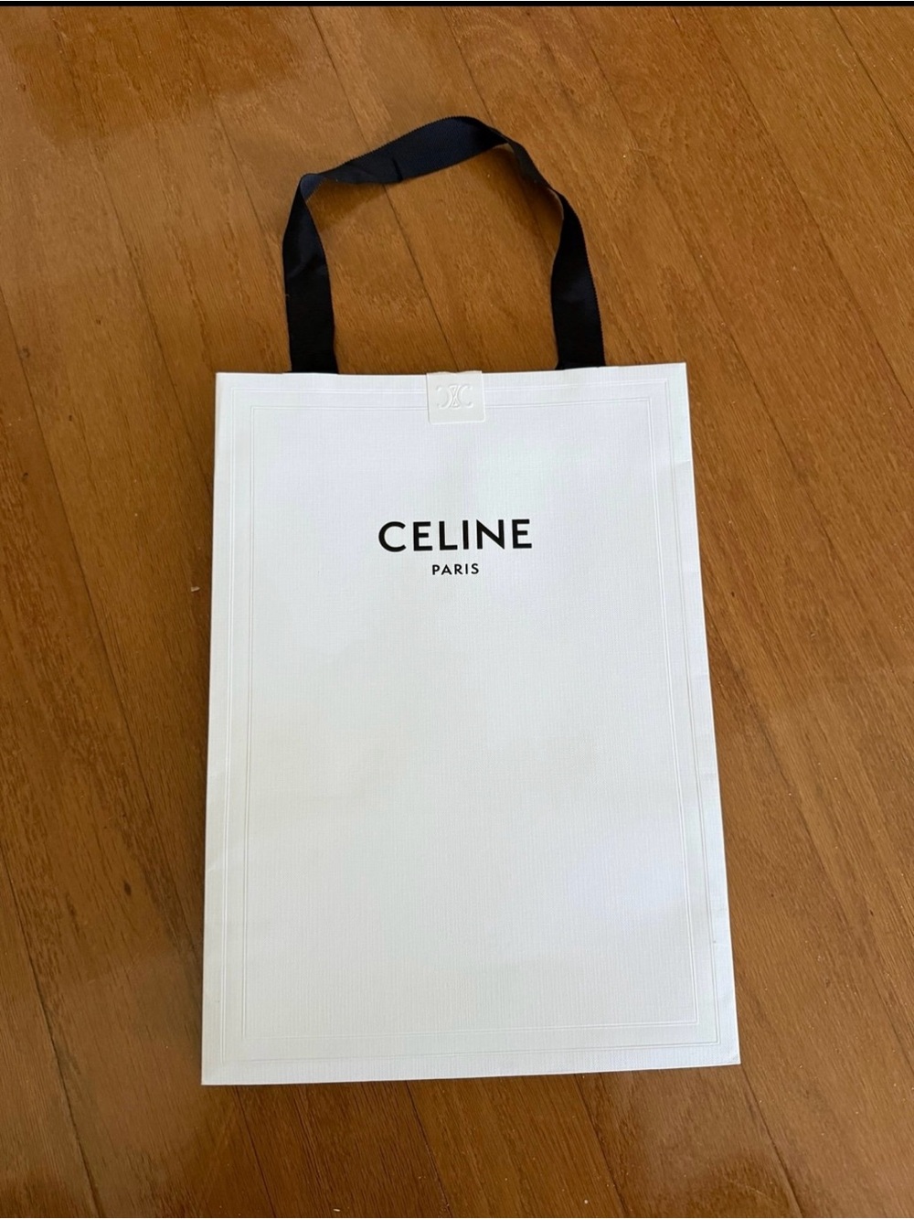Celine White Shopping Bag with Black Handles